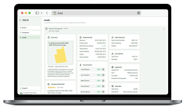 AI-generated outreach message panel inside Solid